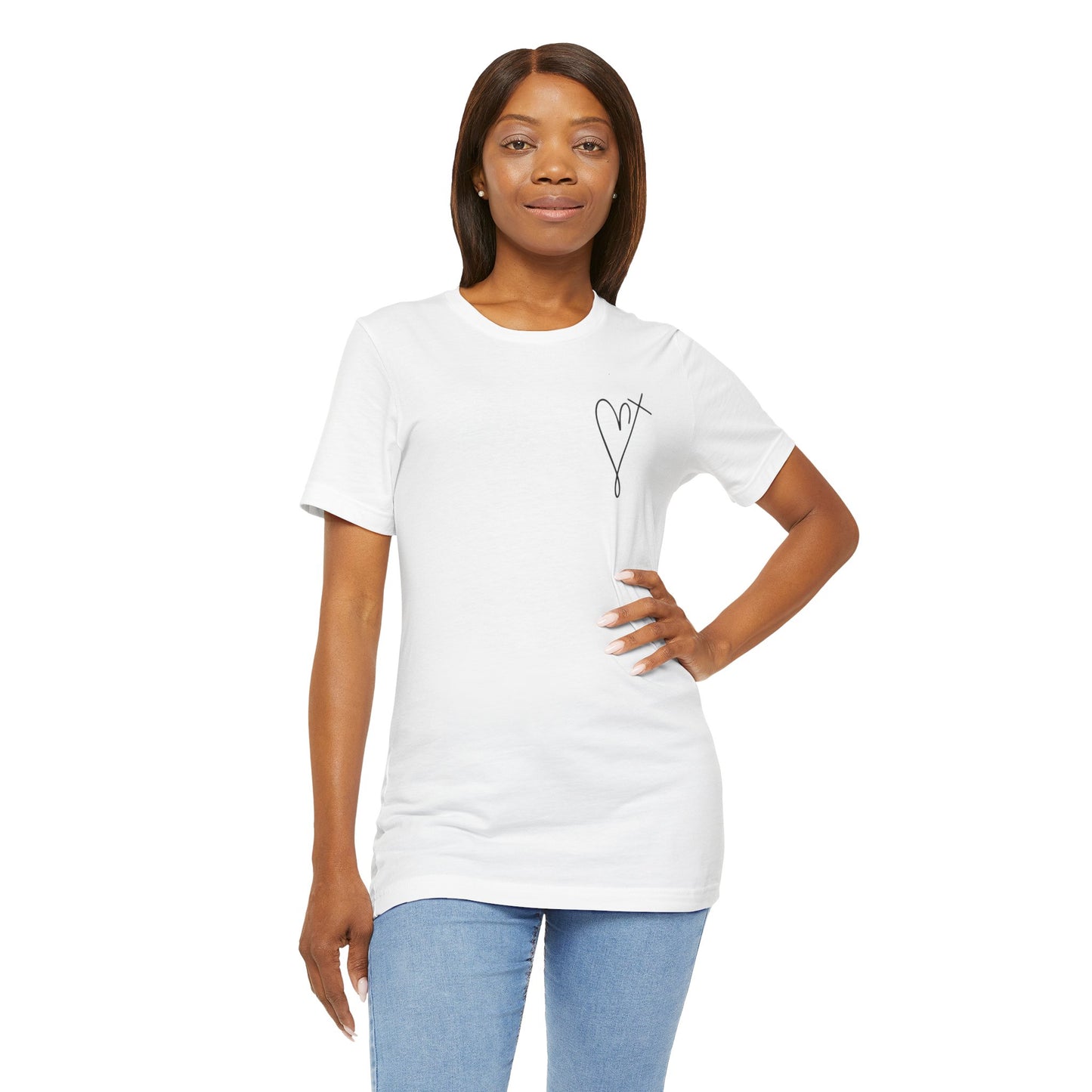 Jesus Has My Back T-Shirt for Christian Women by Lam Tiely Vibe in White Color Front View