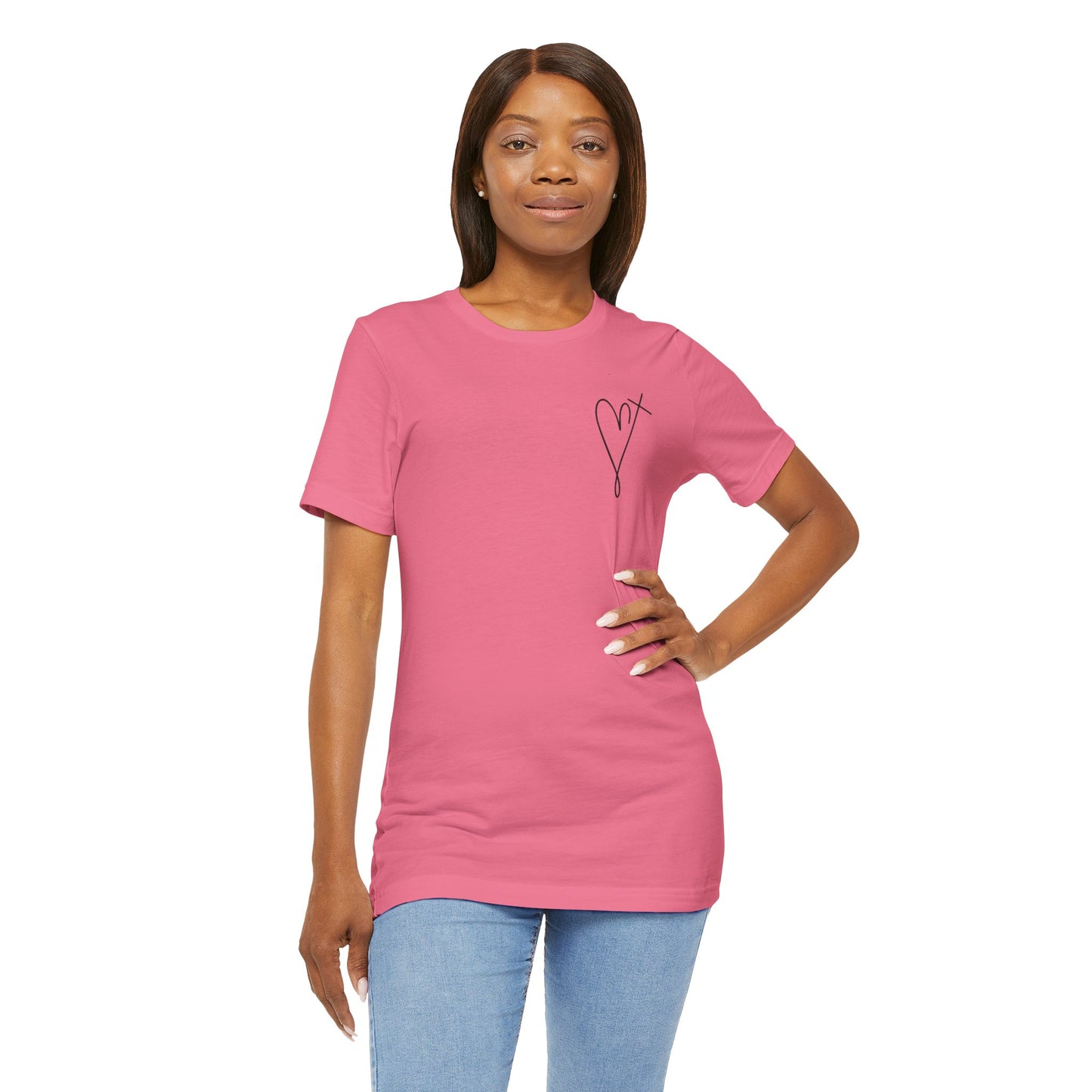 Jesus Has My Back T-Shirt for Christian Women by Lam Tiely Vibe in Pink Color Front View