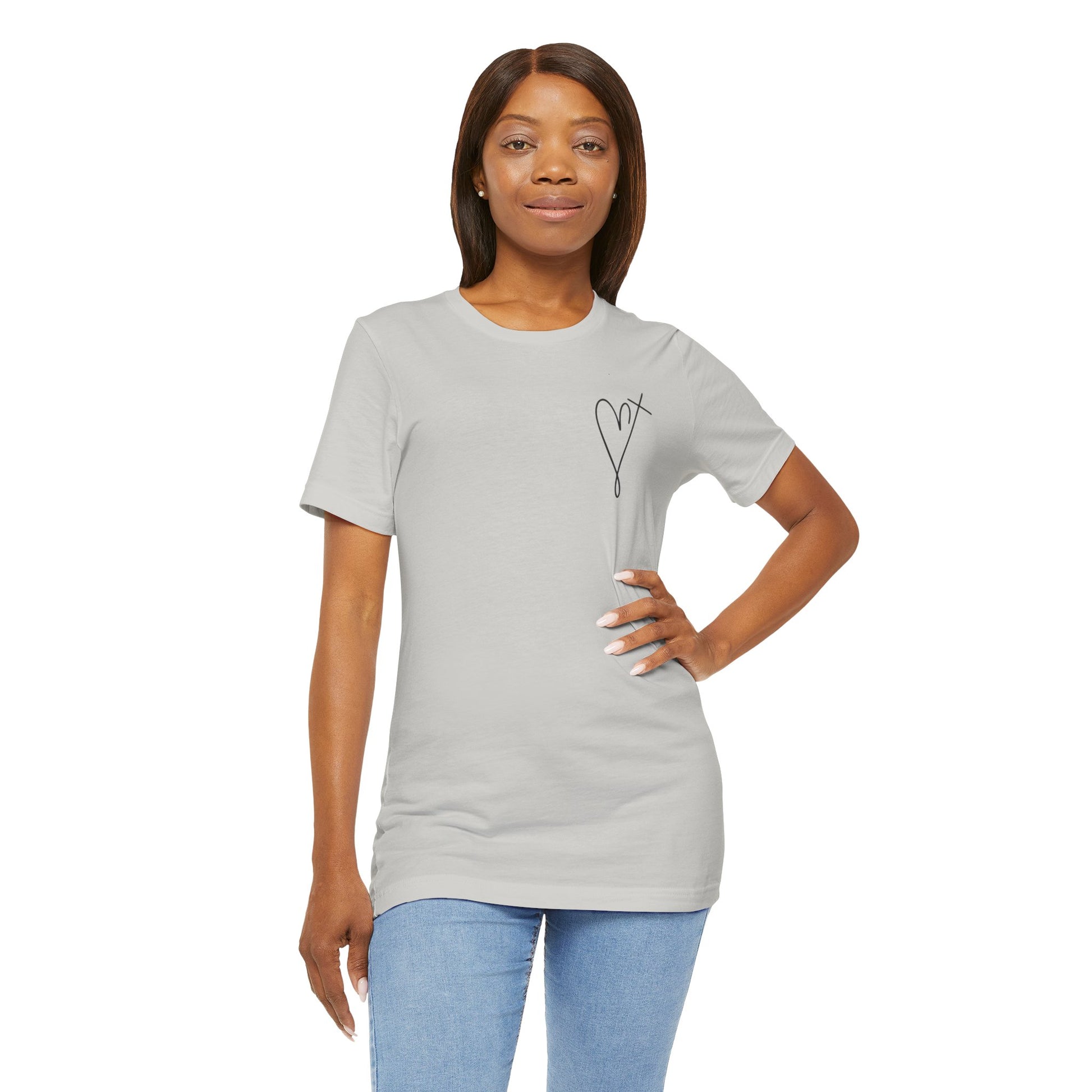 Jesus Has My Back T-Shirt for Christian Women by Lam Tiely Vibe in Grey Color Front View