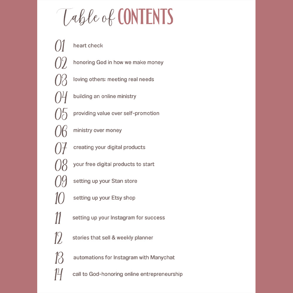 The Proverbs 31 Woman: Digital Marketing Biblical Principles Blueprint eBook Table of Contents by Angele Rose Ankouad of Lam Tiely Vibe